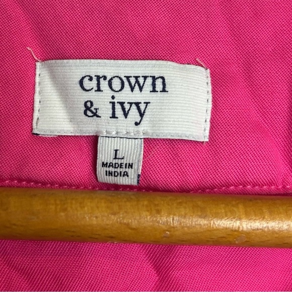 Crow ivy Top Blouse Women L Pink Floral Embroidered Barbiecore Classic Timeless - Picture 9 of 12